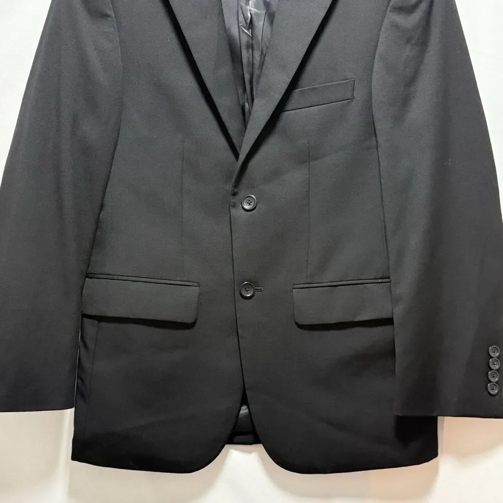 Pronto Uomo Platinum Men’s 100% Wool Black Suit 36 Short